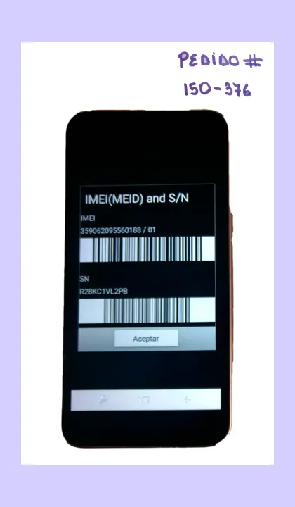un teléfono móvil que muestra el número IMEI